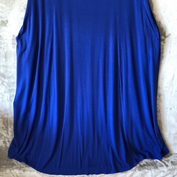 Catherines Women Maxi Dress size 1XWP Sleeveless V-Neck Blue Jersey knit Summer - Picture 4 of 16